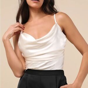 Ivory satin cowl neck Women’s‎ tank